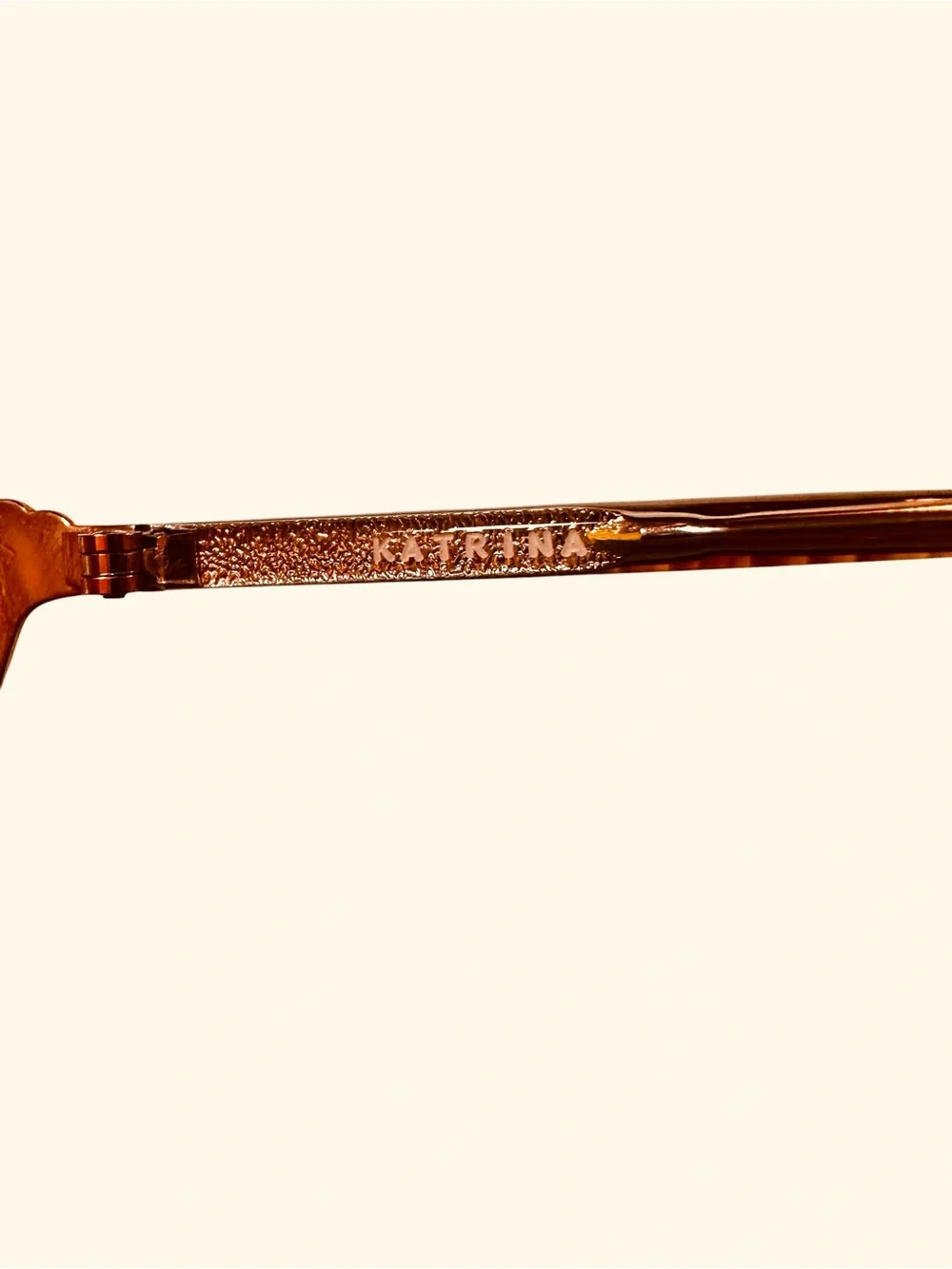 Vintage Oversized Katrina Clear Eyeglass Frames Pink Brown Gold Tone 54-18-135.